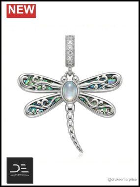 Sterling Silver Dragonfly Charm 16x20mm for Bracelet Necklace Keychain